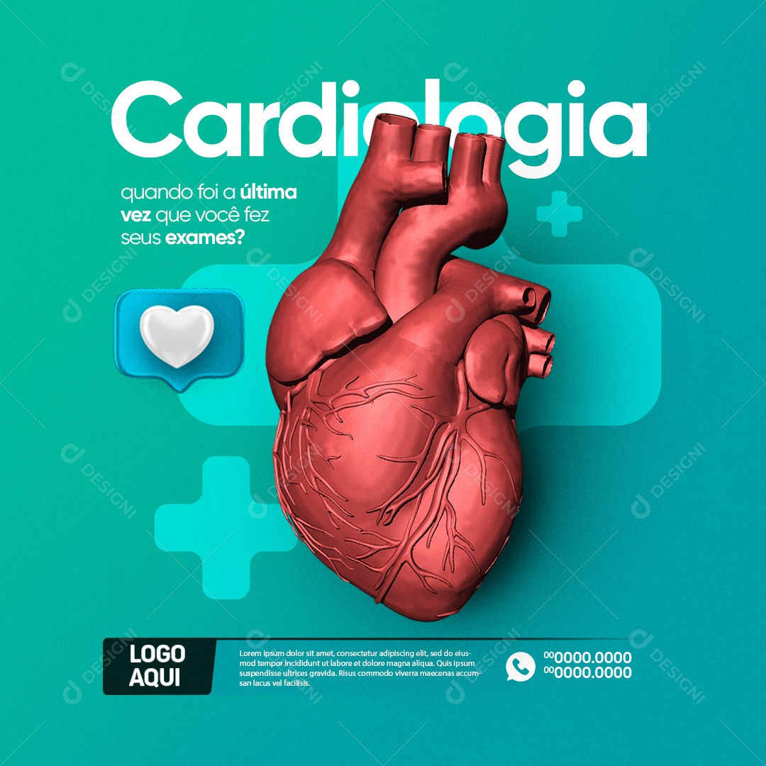 Clínica Médica Cardiologia Quando foi a Última vez que Você fez seus Exames Social Media PSD Editável