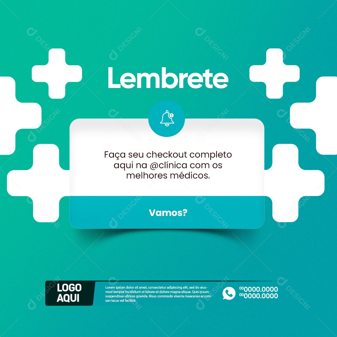 Clínica Médica Lembrete Faça seu Checkout Completo Social Media PSD Editável