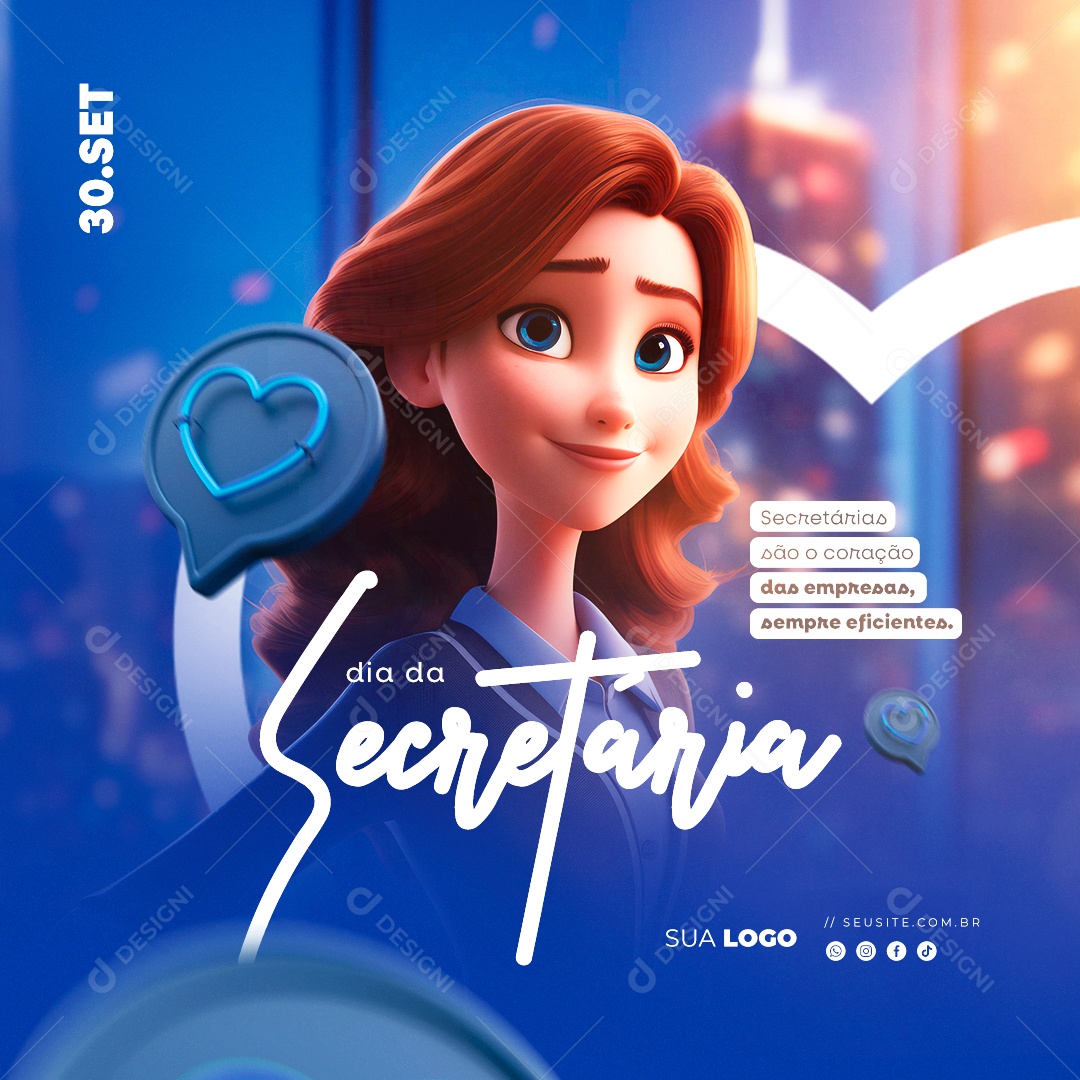 Dia Da Secretária São o Coração das Empresas sempre Eficientes Social Media PSD Editável
