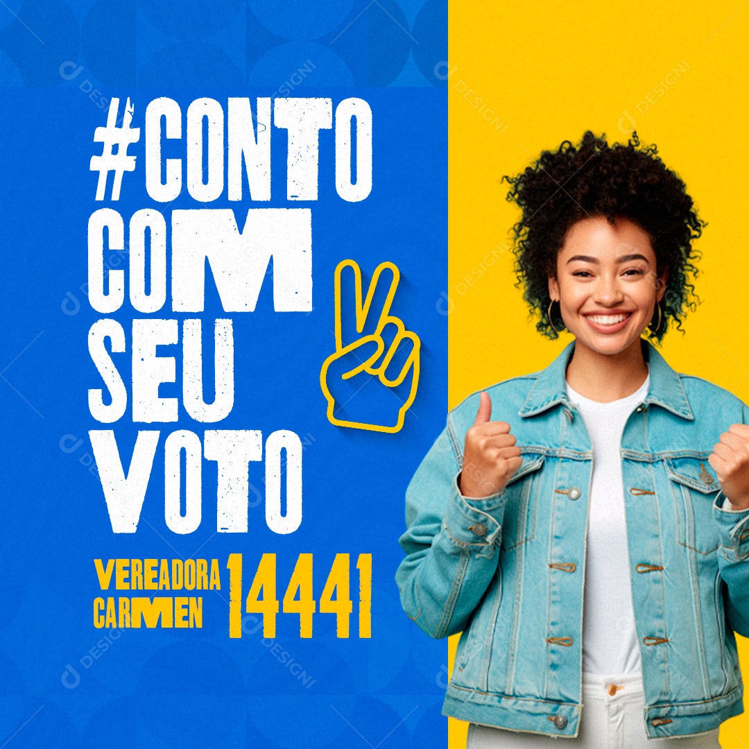 Política Vereadora Carmen Conto com Seu Voto Social Media PSD Editável