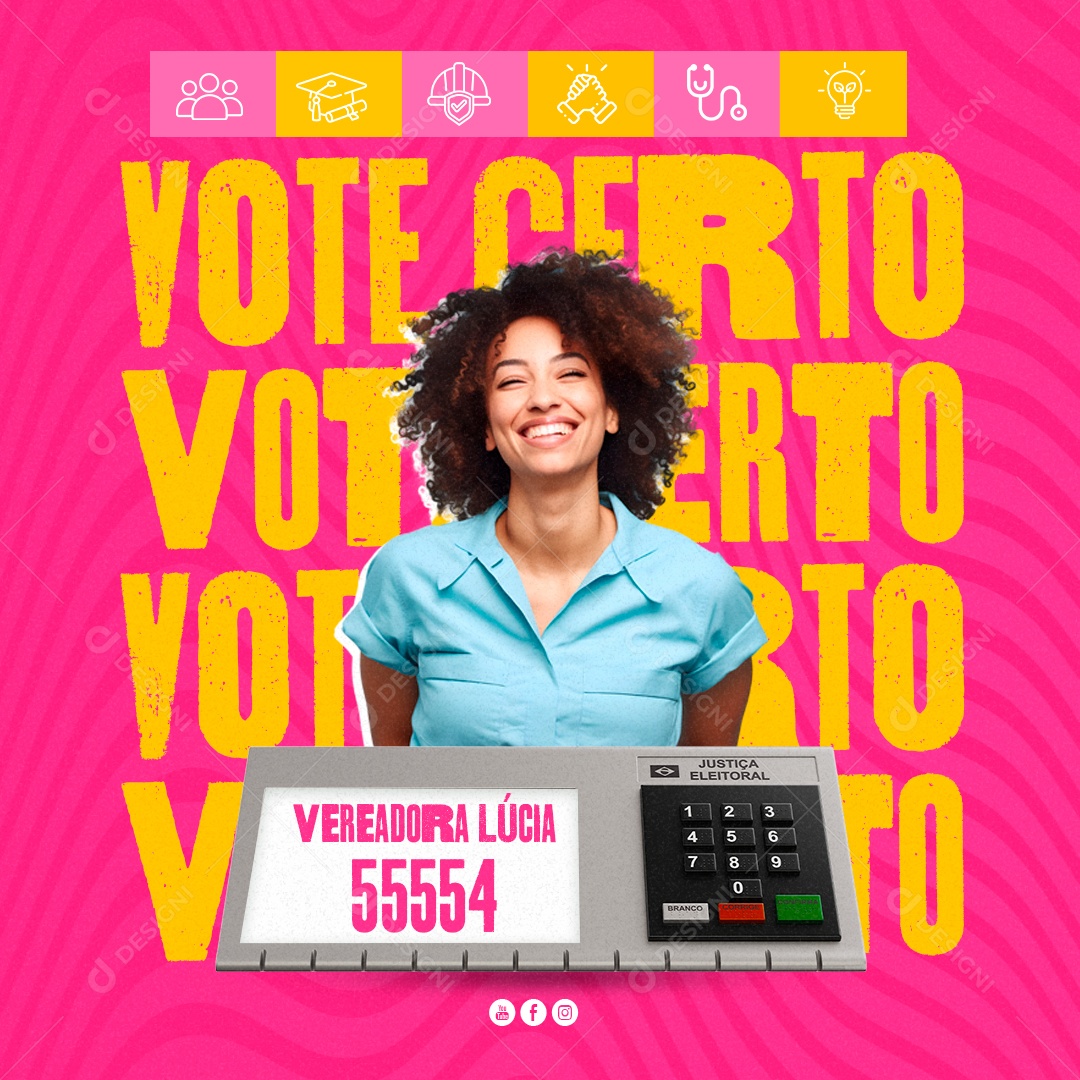 Política Vote Certo Vereadora Lúcia Social Media PSD Editável