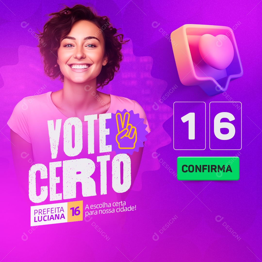 Política Prefeita Luciana Vote 16 Vote Certo Social Media PSD Editável