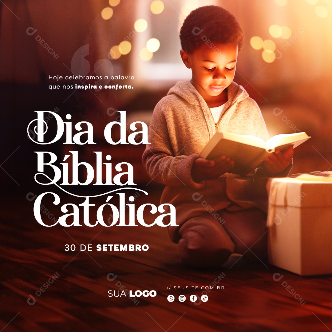 Dia da Bíblia Católica 30 de Setembro Social Media PSD Editável