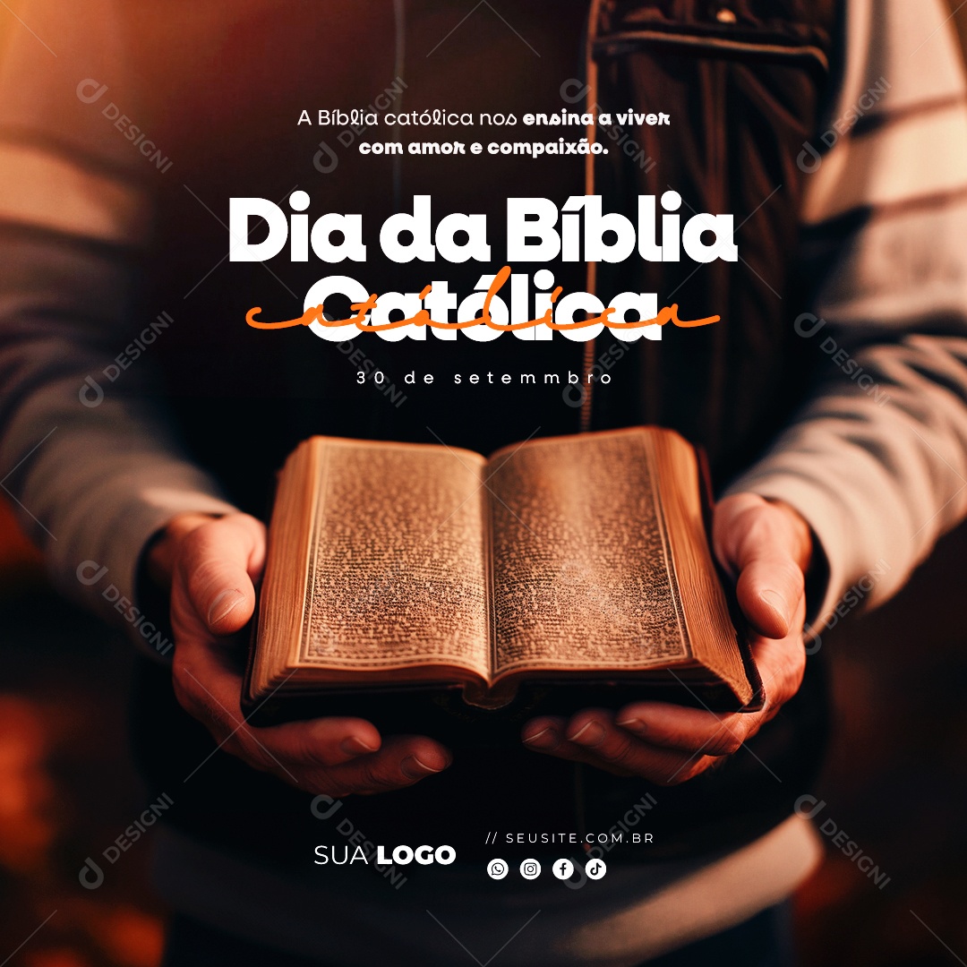 Dia da Bíblia Católica 30 de Setembro Social Media PSD Editável