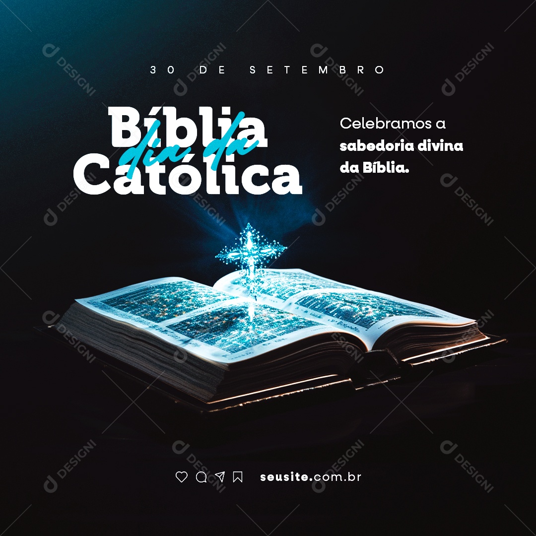 Dia da Bíblia Católica Celebramos a Sabedoria Divina da Bíblia Social Media PSD Editável
