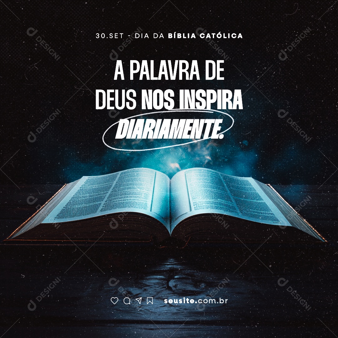 Dia da Bíblia Católica A Palavra de Deus nos Inspira Diariamente Social Media PSD Editável