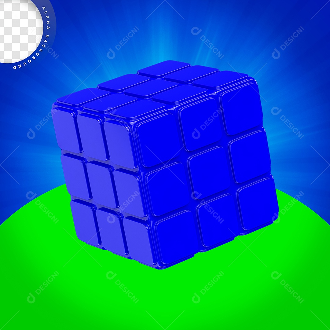 Elemento 3D Dado Azul Para Composição PSD
