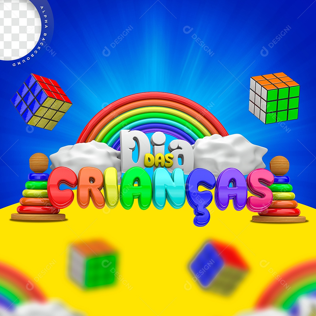Texto 3D Dia Das Crianças Para Composição PSD