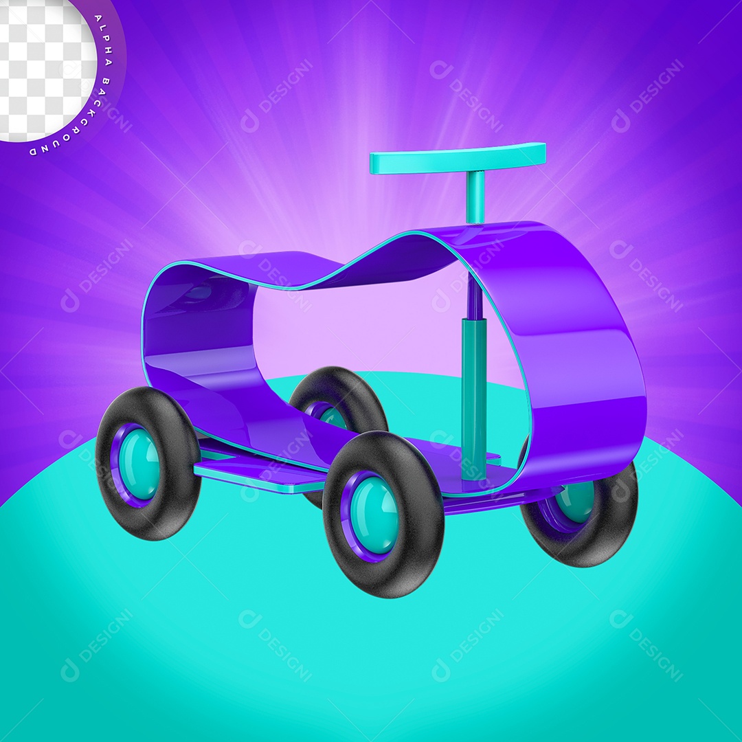Carro De Brinquedo Roxo Elemento 3D Para Composição PSD