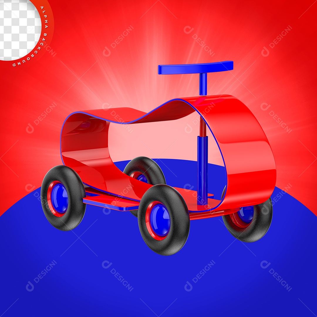 Elemento 3D Carro De Brinquedo Vermelho Para Composição PSD