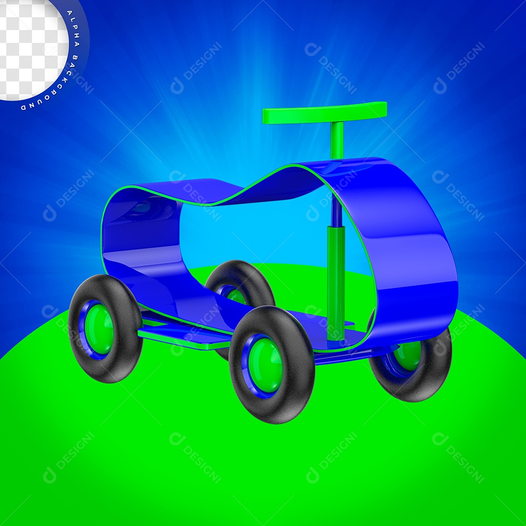 Carro De Brinquedo Azul Elemento 3D Para Composição PSD