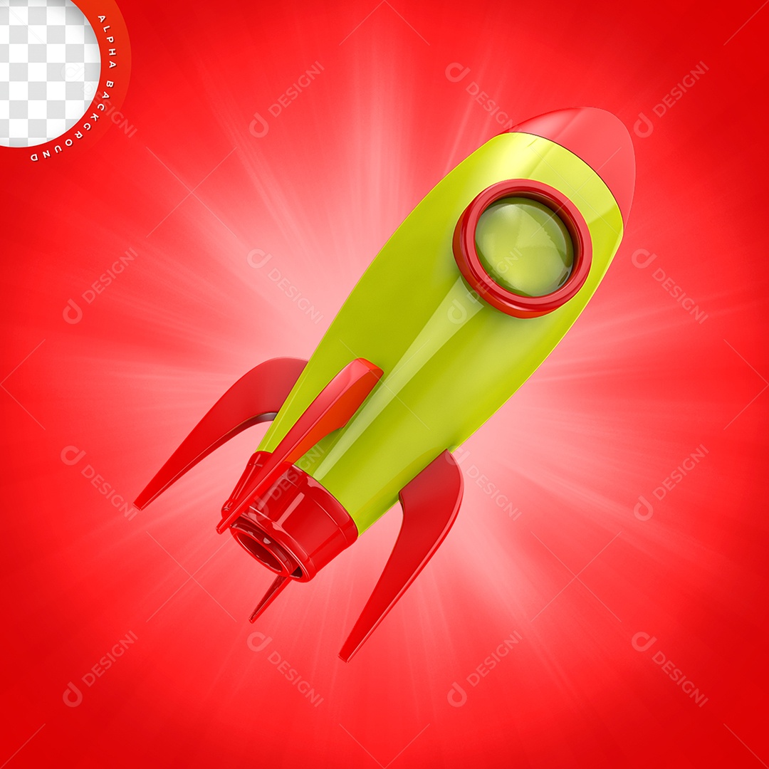 Elemento 3D Brinquedo Foguete Amarelo Para Composição PSD