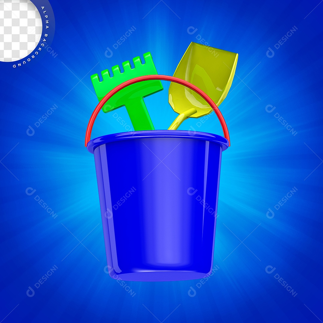 Elemento 3D Balde Garfo e Pá Para Composição PSD