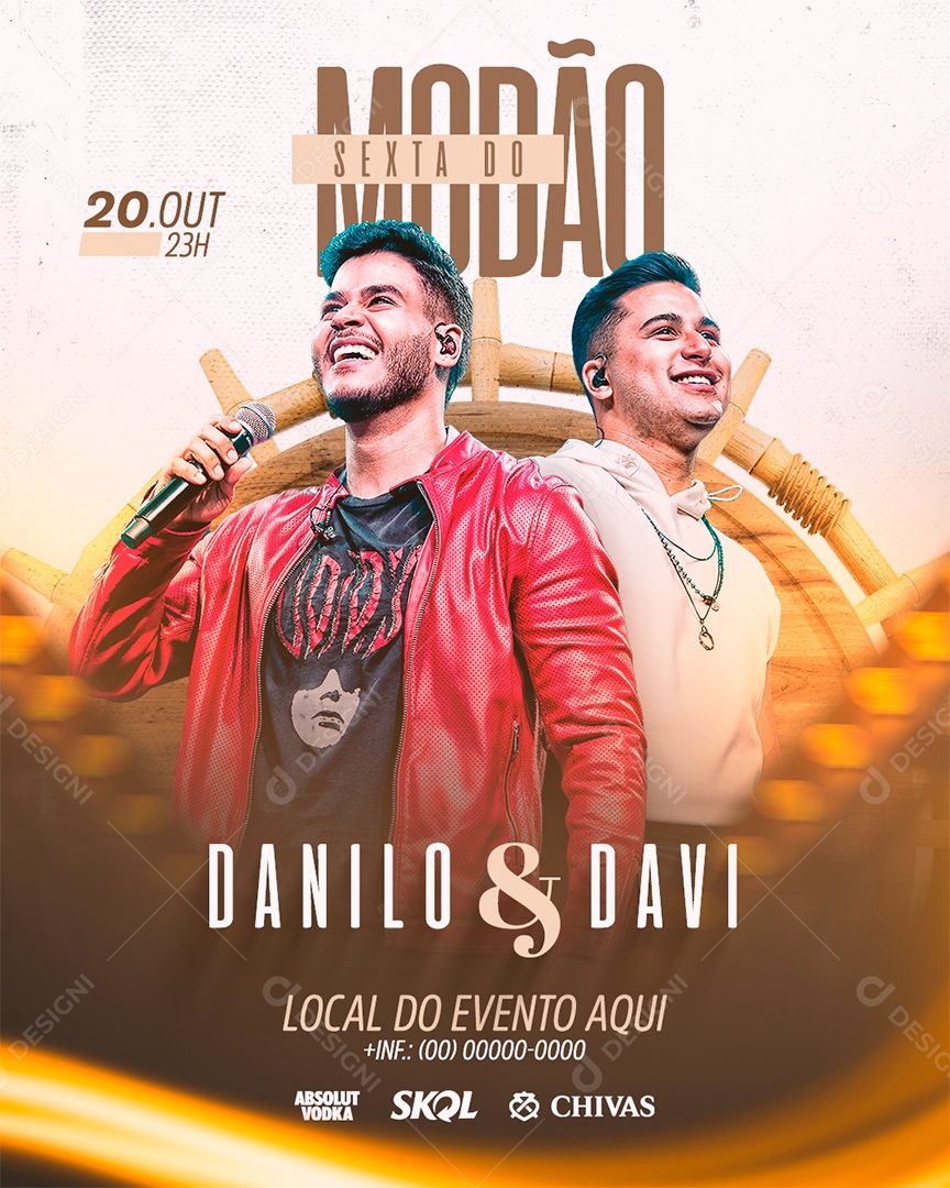 Flyer Sexta Do Modão Danilo e Davi Social Media PSD Editável