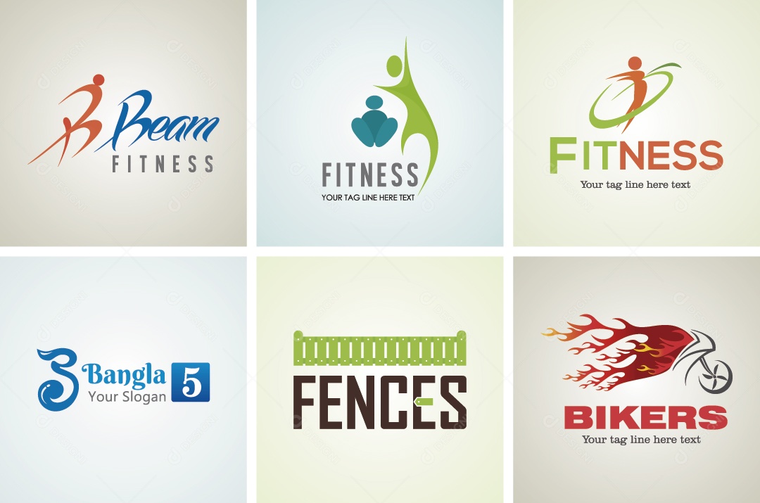 Conjunto de Logos Ilustração Vetor EPS Editável