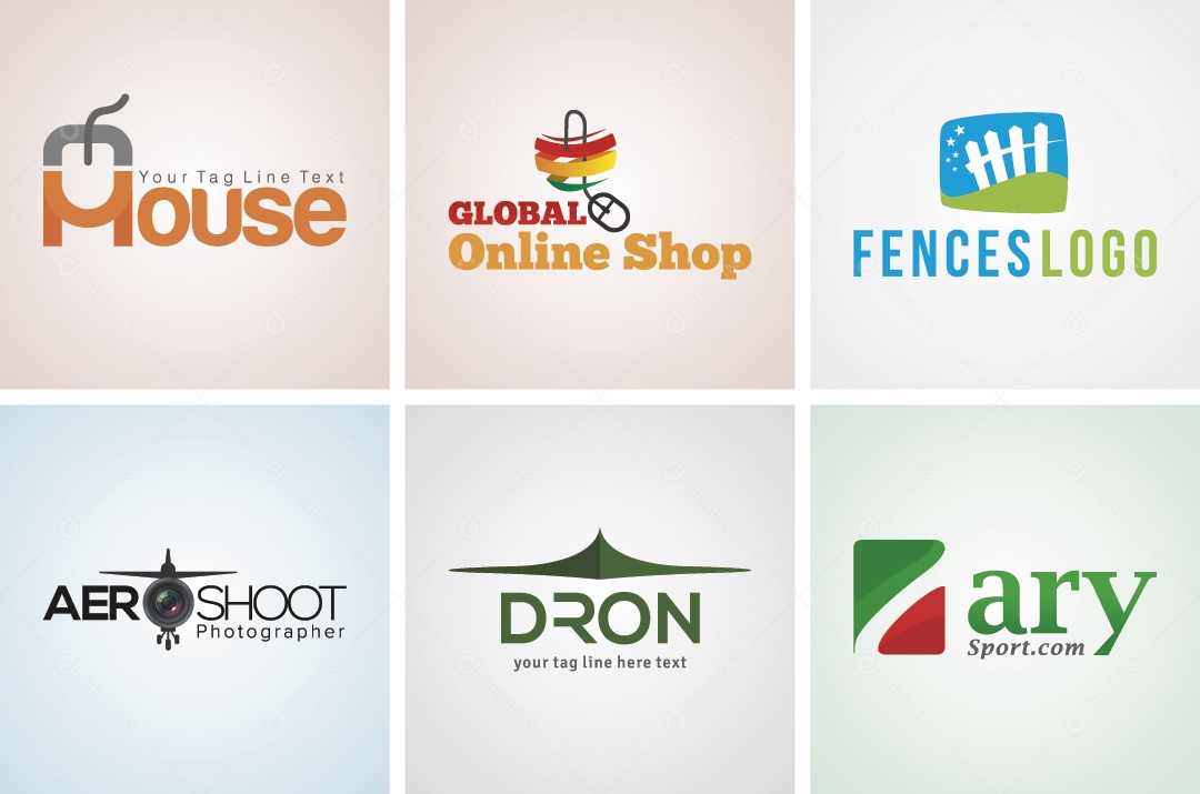 Conjunto de Logos Ilustração Vetor EPS Editável