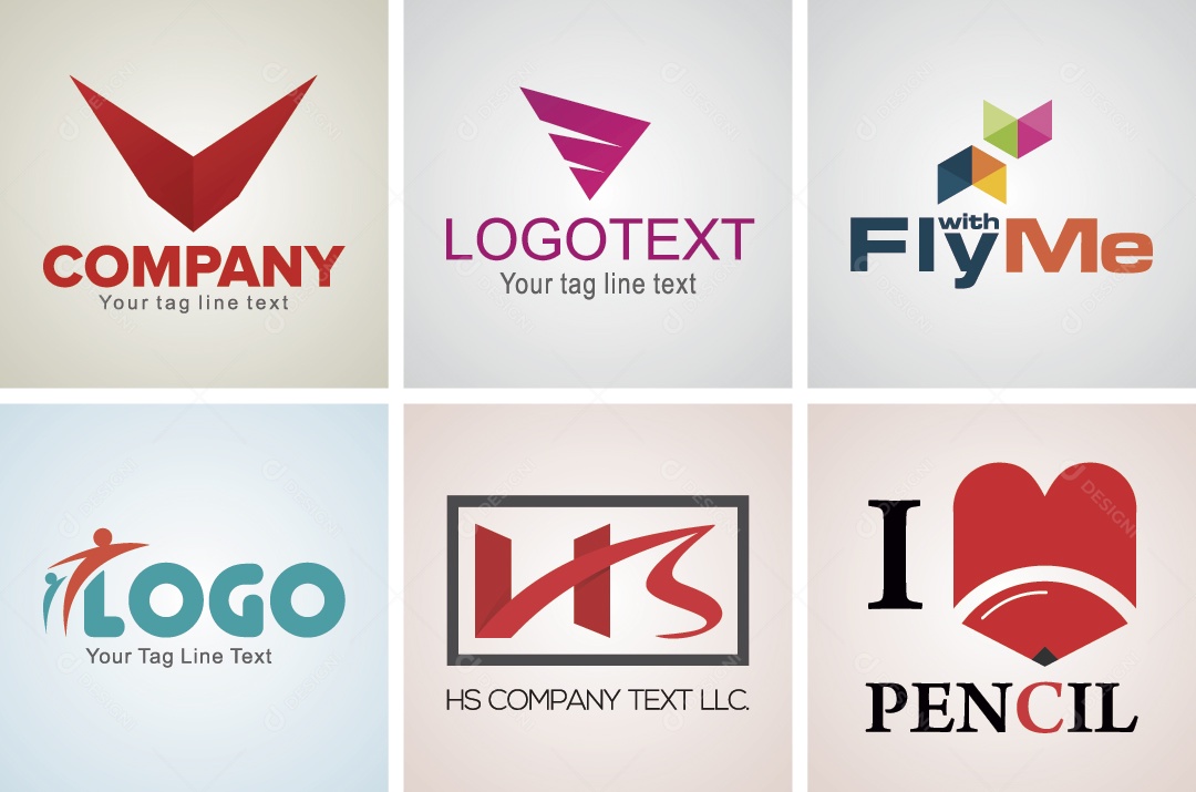 Conjunto de Logos Ilustração Vetor EPS Editável