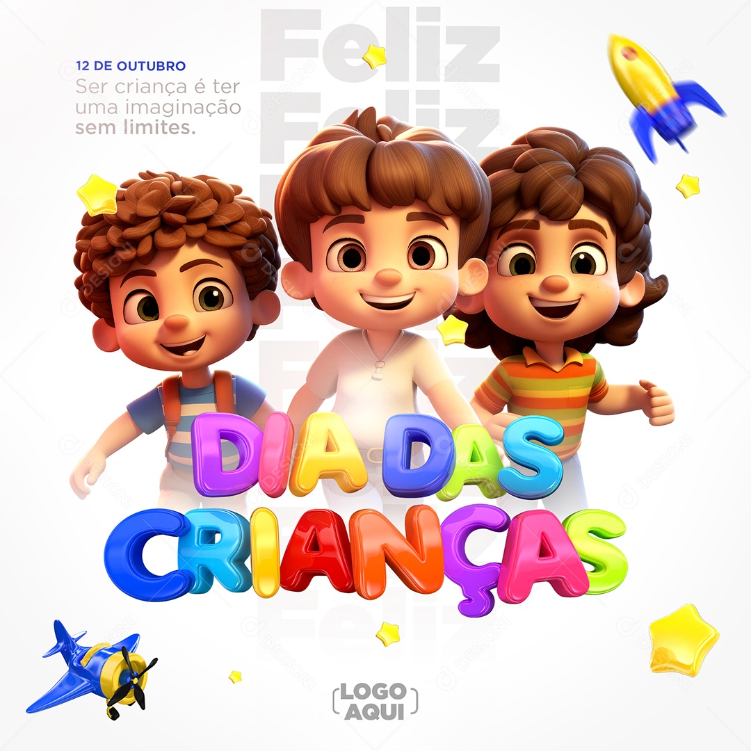 Dia das Crianças 12 de Outubro é ter uma Imaginação sem Limites Social Media PSD Editável