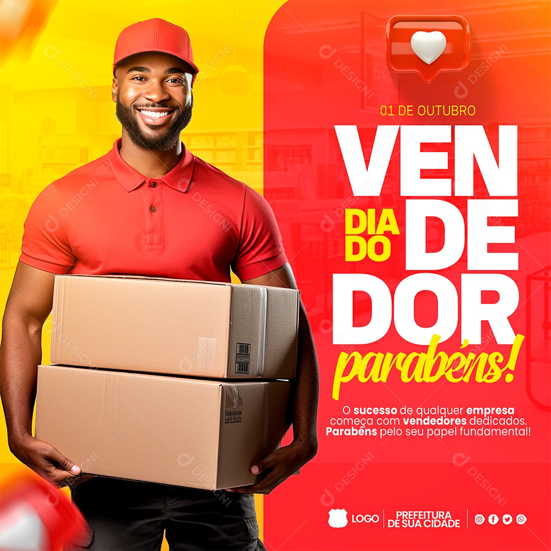 Social Media Sucesso De Empresa Dia Do Vendedor PSD Editável