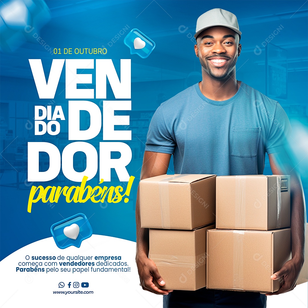 Dia Do Vendedor Parabéns Social Media PSD Editável