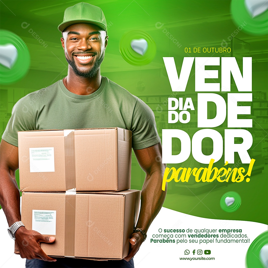 Social Media Dia Do Vendedor 01 De Outubro PSD Editável
