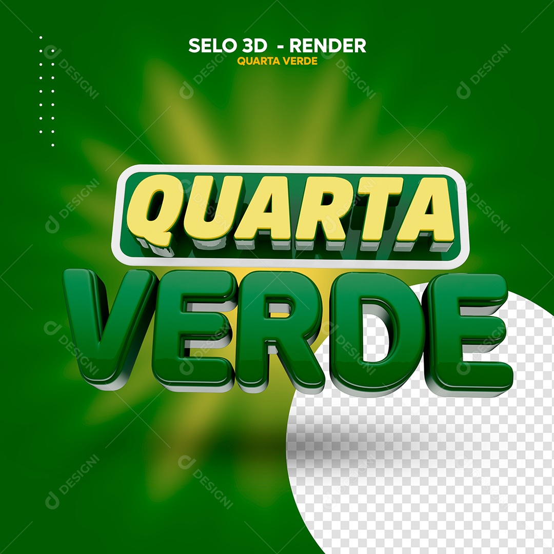 Quarta Verde Selo 3D Dourado Verde para Composição PSD