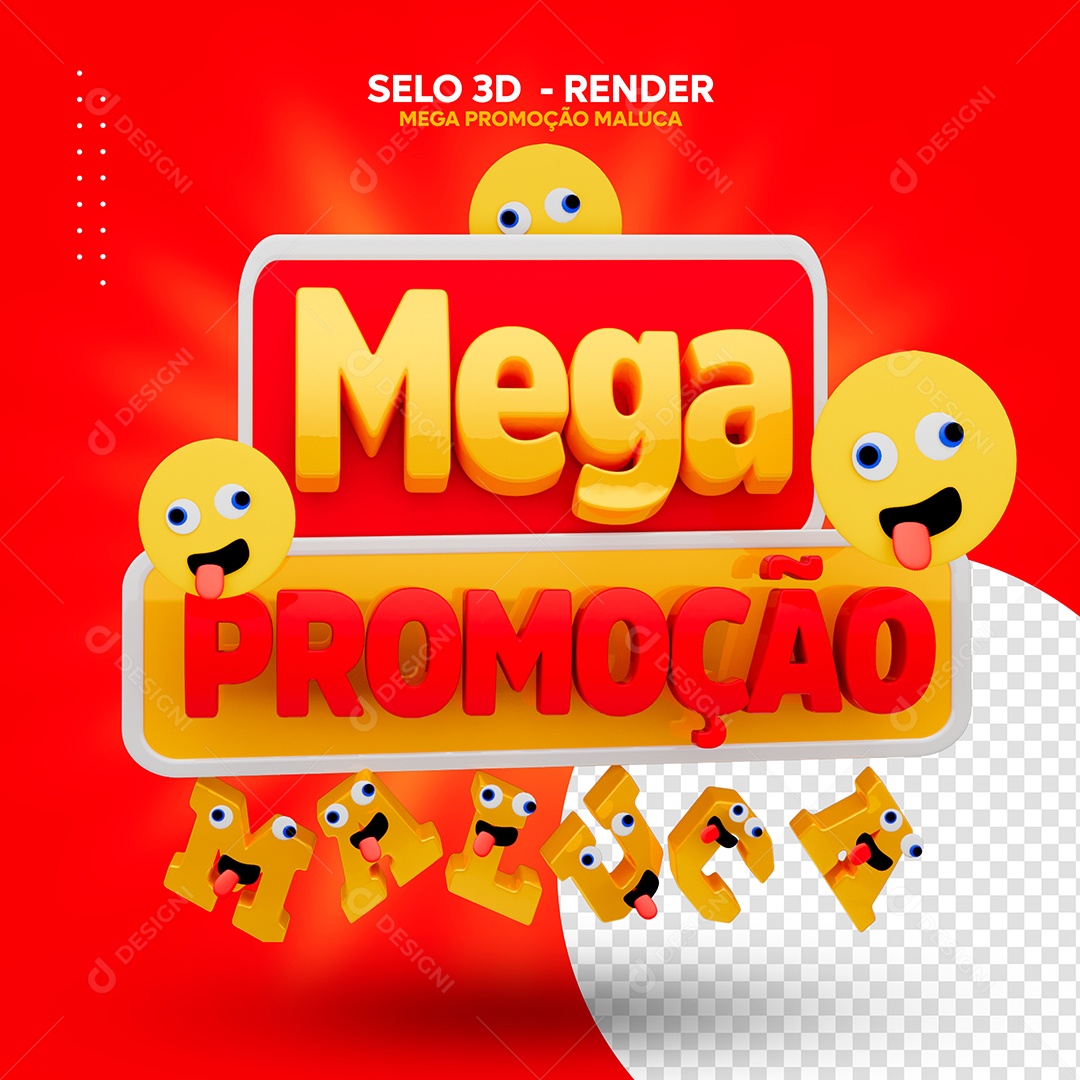 Mega Promoção Selo 3D Vermelho  Dourado para Composição PSD