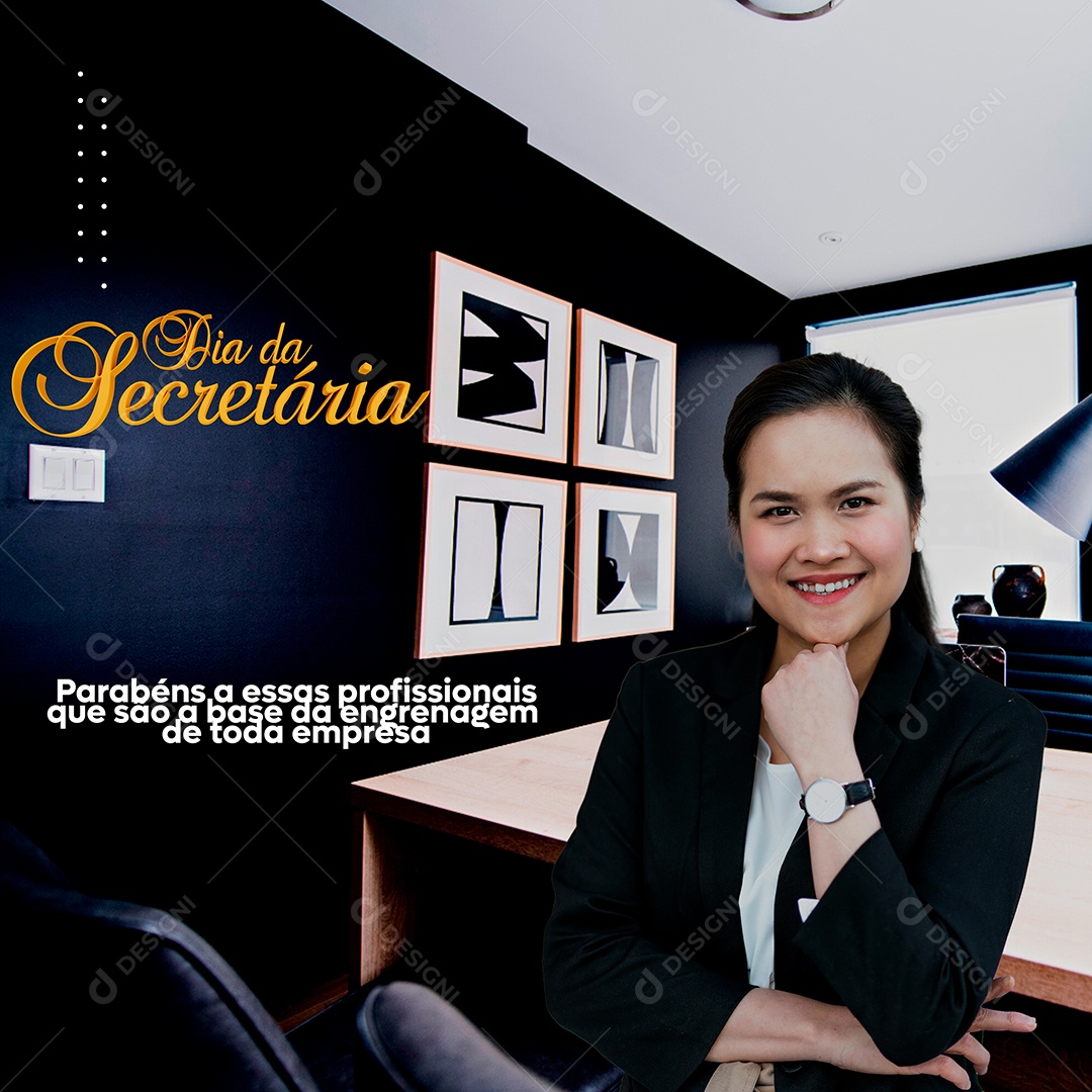 Dia Da Secretária 30 de Setembro Parabéns a essas Profissionais que são a Base da Engrenagem de toda Empresa Social Media PSD Editável