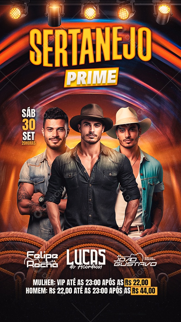 Story Flyer Sertanejo Prime Felipe Rocha Lucas do Acordeon João Gustavo Social Media PSD Editável