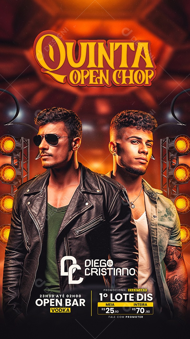Story Flyer Quinta Open Chop Diego & Cristiano Social Media PSD Editável
