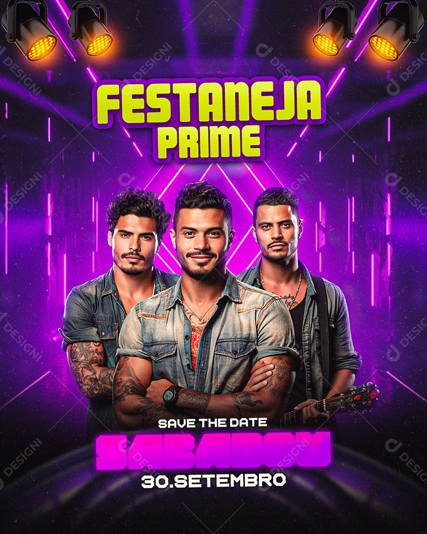 Flyer Festaneja Prime Save The Date Social Media PSD Editável