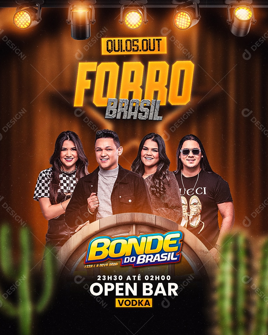 Flyer Forró Brasil Bonde do Brasil Social Media PSD Editável