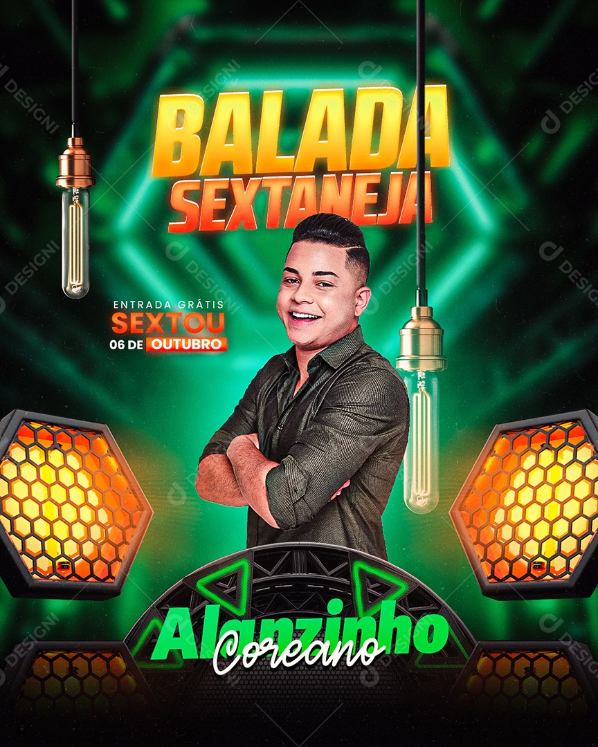 Flyer Balada Sextaneja Alanzinho Coreano Social Media PSD Editável