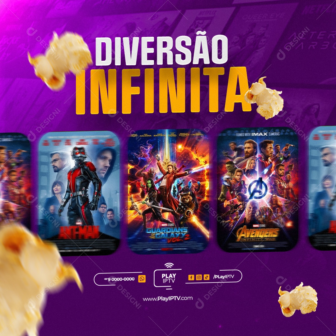 IPTV Diversão Infinita Filmes Social Media PSD Editável
