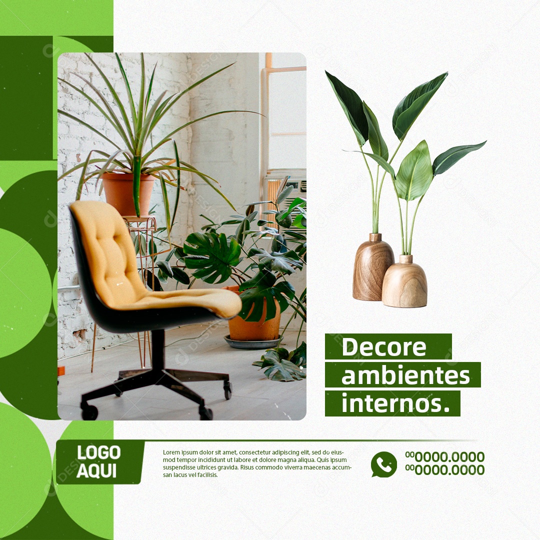 Jardinagem Decore Ambientes Internos Social Media PSD Editável