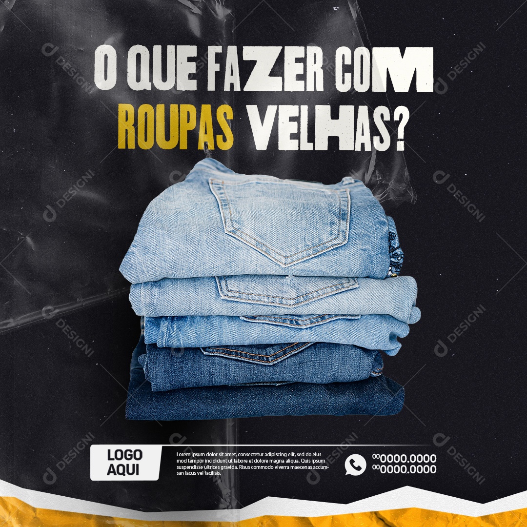 Loja de Roupas O Que Fazer com Roupas Velhas Social Media PSD Editável