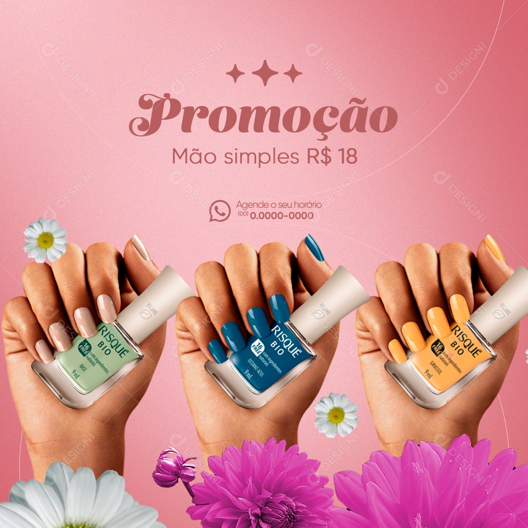 Manicure Promoção Mão Simples Social Media PSD Editável