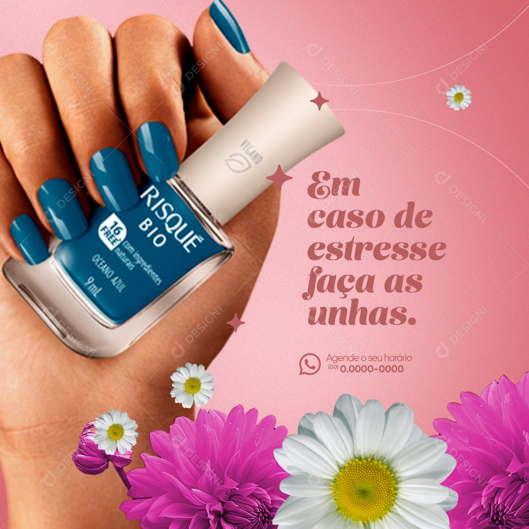 Manicure Em Caso de Estresse Faça as Unhas Social Media PSD Editável