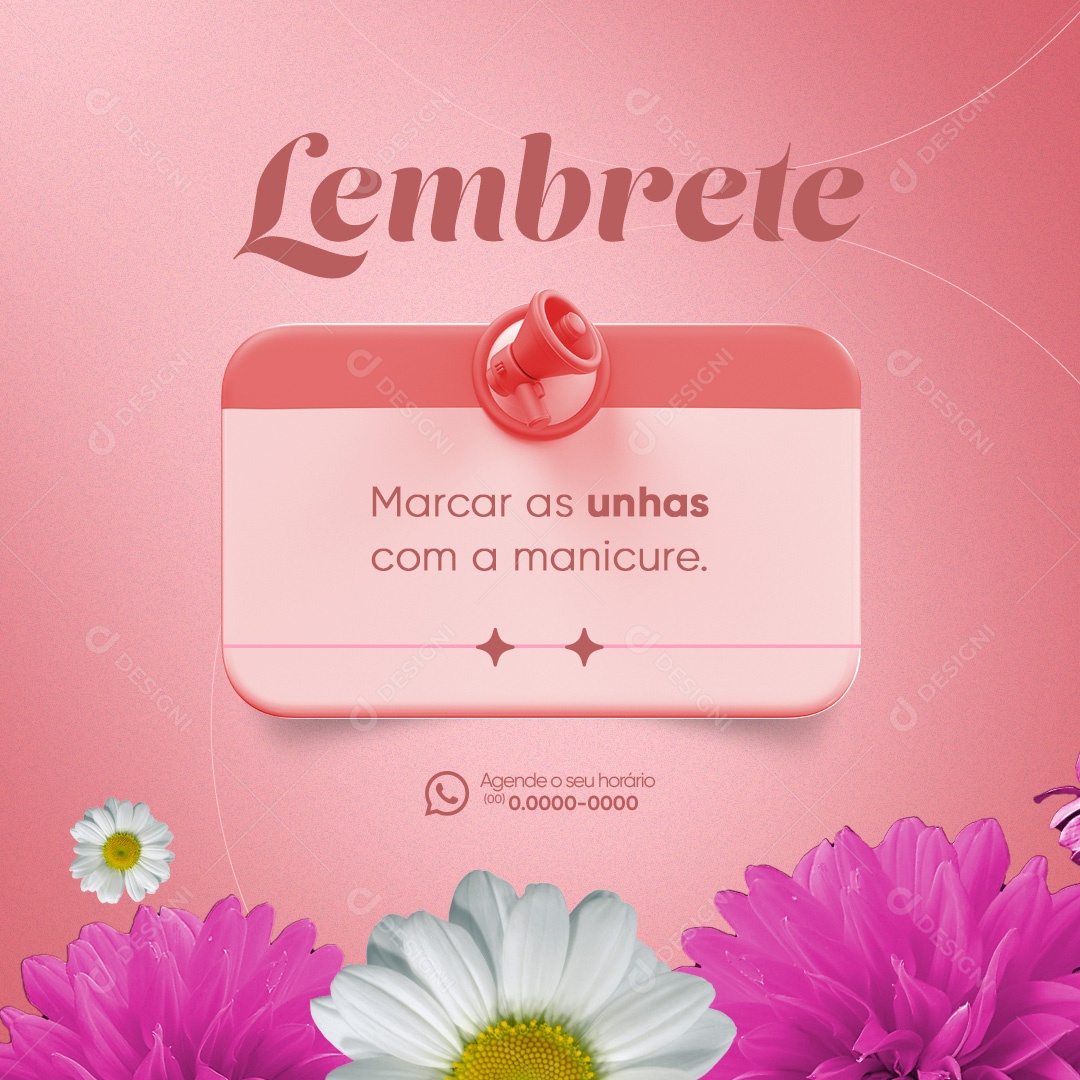 Lembrete Marcar as Unhas com a Manicure Social Media PSD Editável