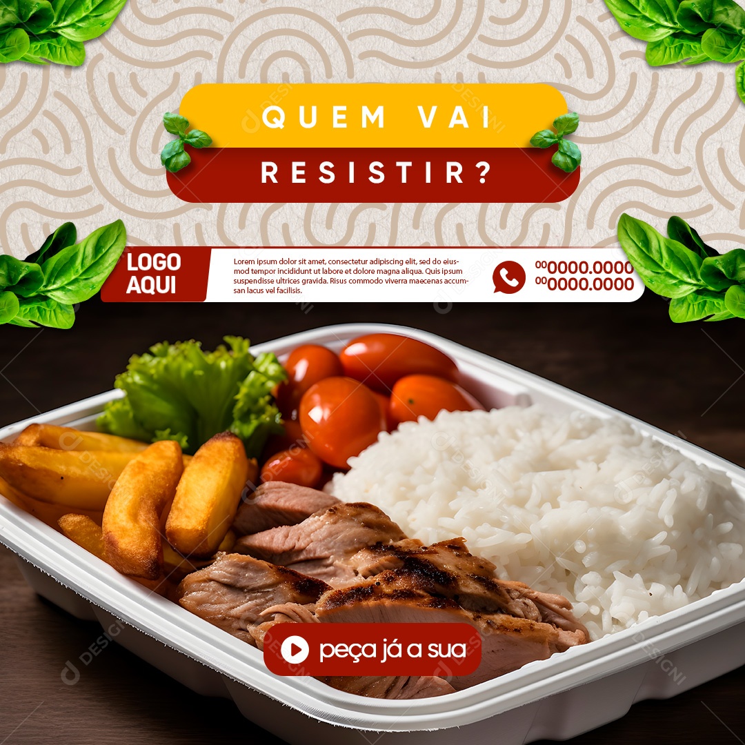 Restaurante Marmitaria Quem vai Resistir Social Media PSD Editável