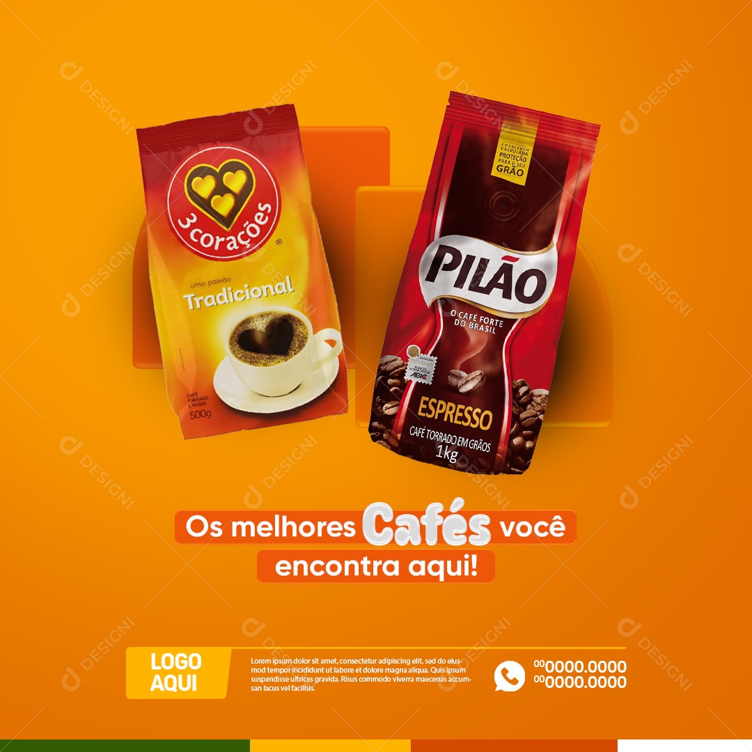Supermercado Os Melhores Cafés Você Encontra Aqui Social Media PSD Editável