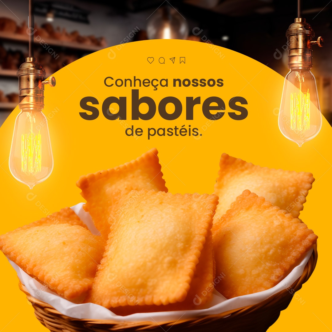 Padaria Conheça Nossos Sabores de Pastéis Social Media PSD Editável