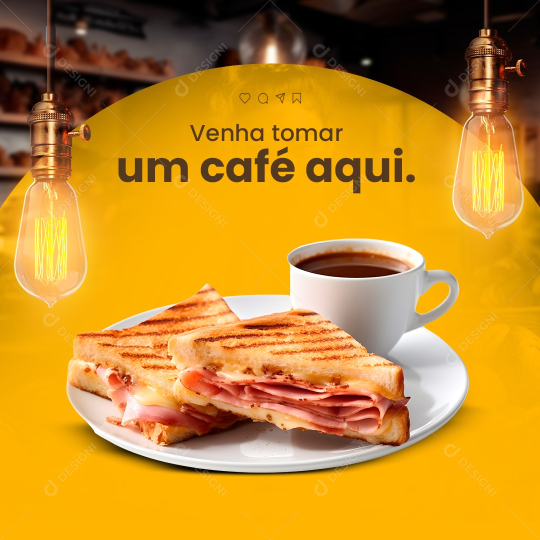 Padaria Venha Tomar um Café Aqui Social Media PSD Editável