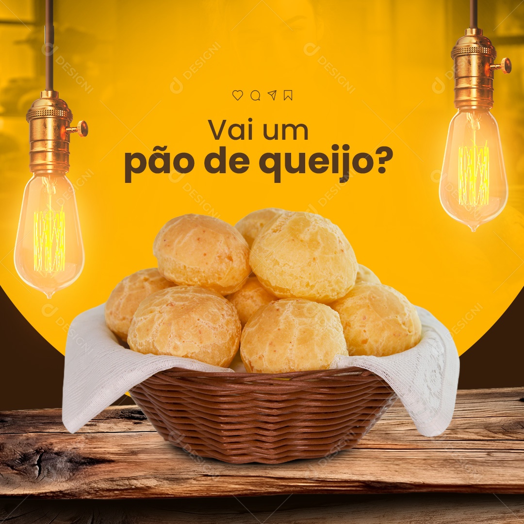 Padaria Vai um Pão de Queijo Social Media PSD Editável