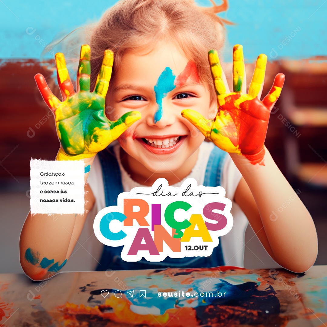 Dia Das Crianças 12 de Outubro Crianças Trazem Risos e Cores às Nossas Vidas Social Media PSD Editável