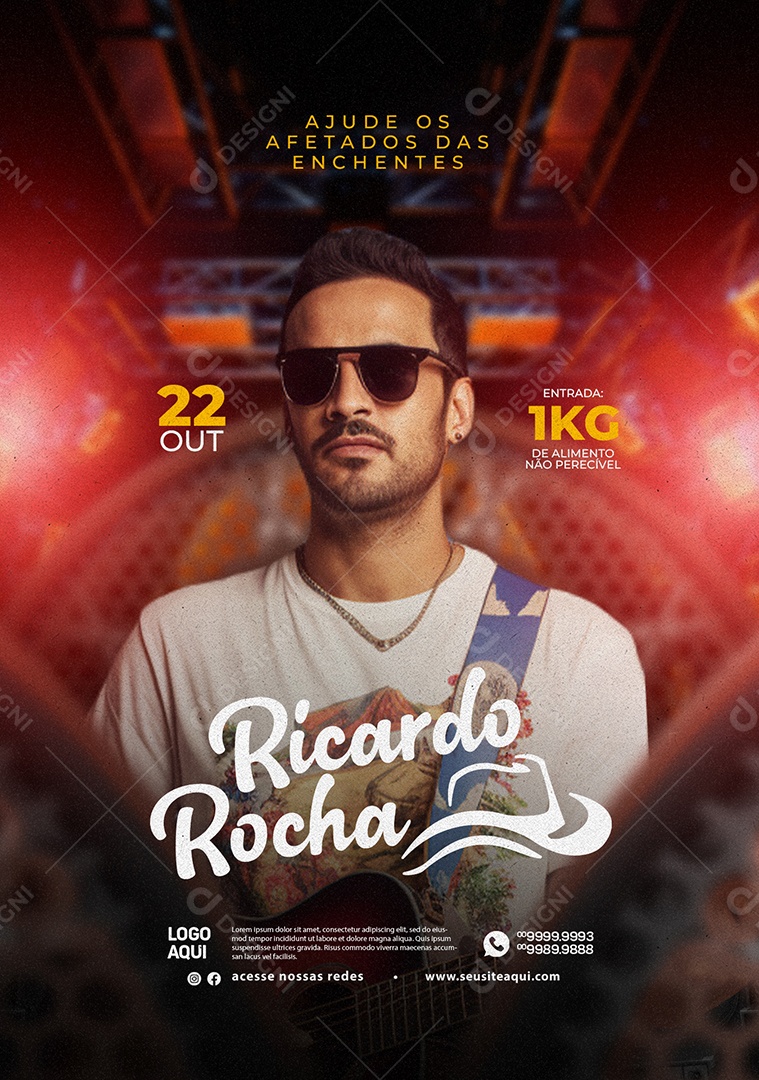 Flyer Ricardo Rocha Ajude os Afetados das Enchentes Social Media PSD Editável