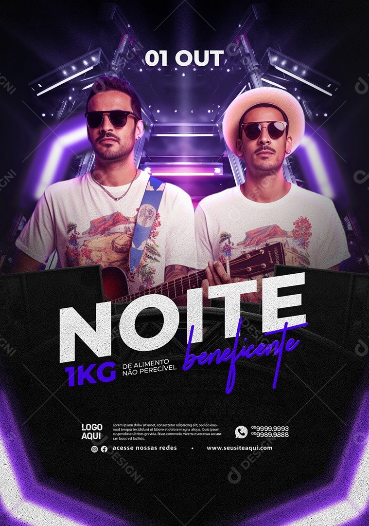Flyer Noite Beneficente Social Media PSD Editável