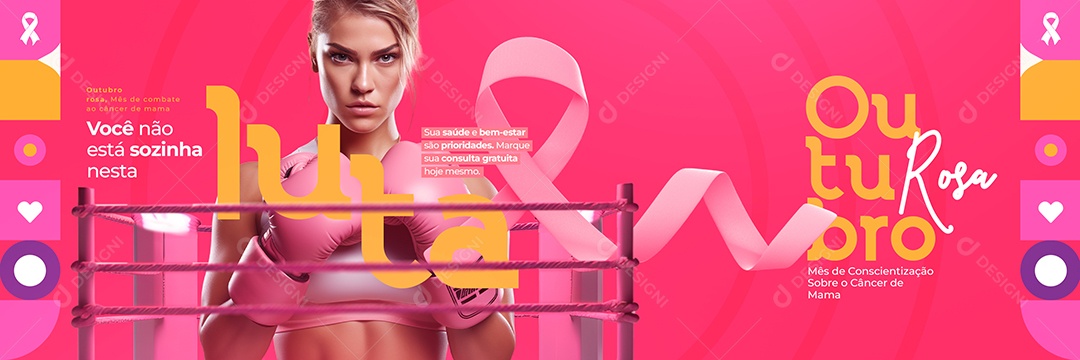 Carrossel Campanha Publicitária Outubro Rosa Você não Está Sozinha Nesta Social Media PSD Editável