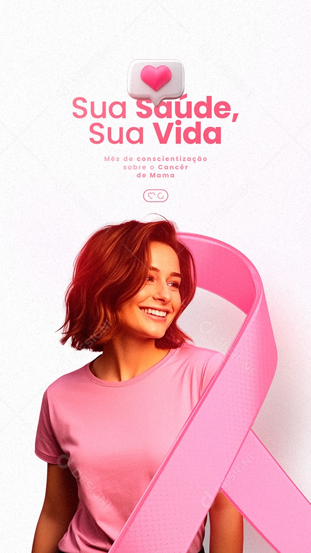 Story Outubro Rosa Mês de Conscientização ao Câncer de Mama Social Media PSD Editável