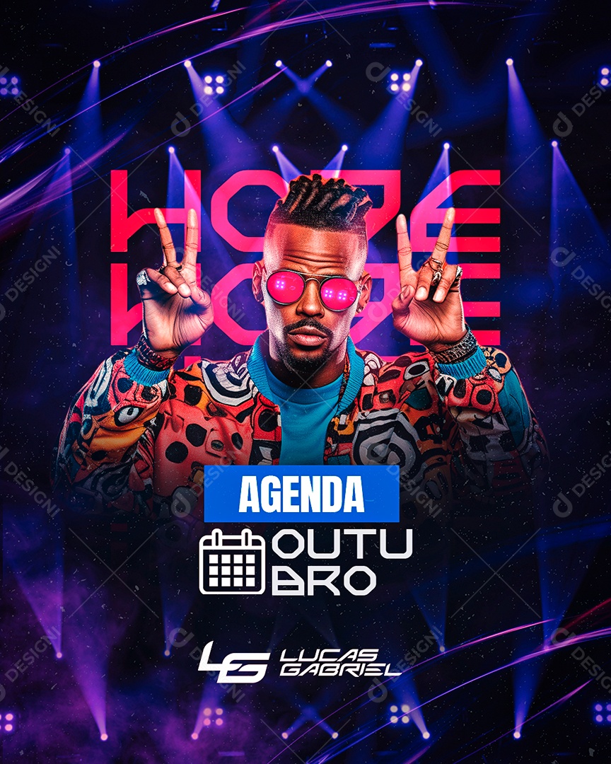 Flyer Hoje Agenda Outubro Lucas Gabriel Social Media PSD Editável